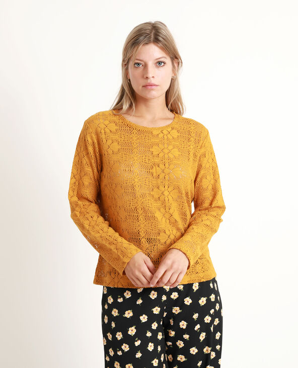 T-shirt en crochet marron - Pimkie