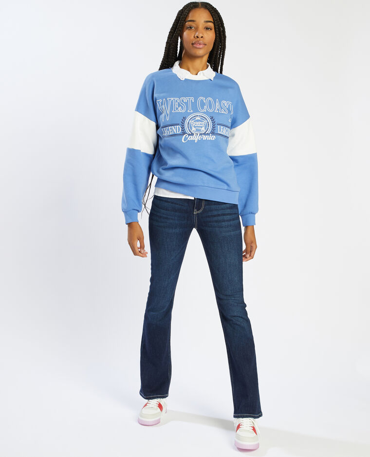 Sweat molleton col rond bleu - Pimkie