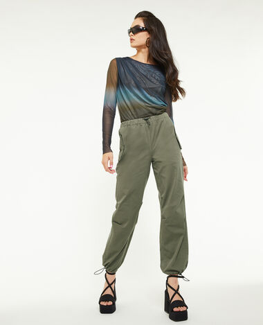 Pantalon parachute bas élastiqués vert kaki - Pimkie