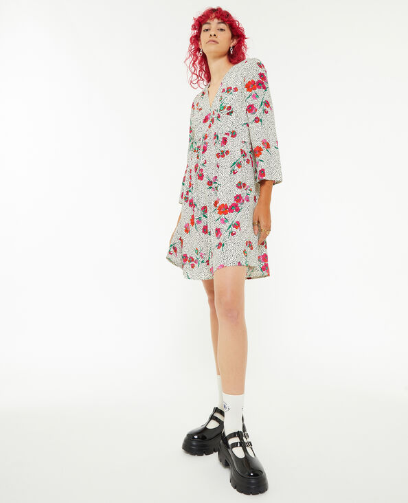 Robe manches longues motif cœurs et fleurs blanc - Pimkie