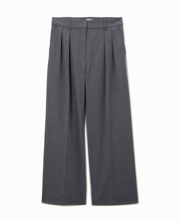 Pantalon large et droit avec pinces gris foncé - Pimkie