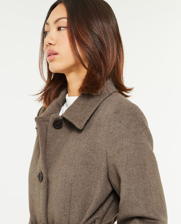 Manteau long col classique taupe - Pimkie