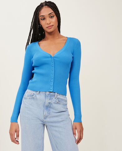 Gilet en maille côtelée bleu - Pimkie