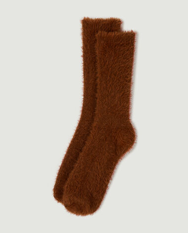 Paire de chaussettes en maille poilue et douce camel - Pimkie