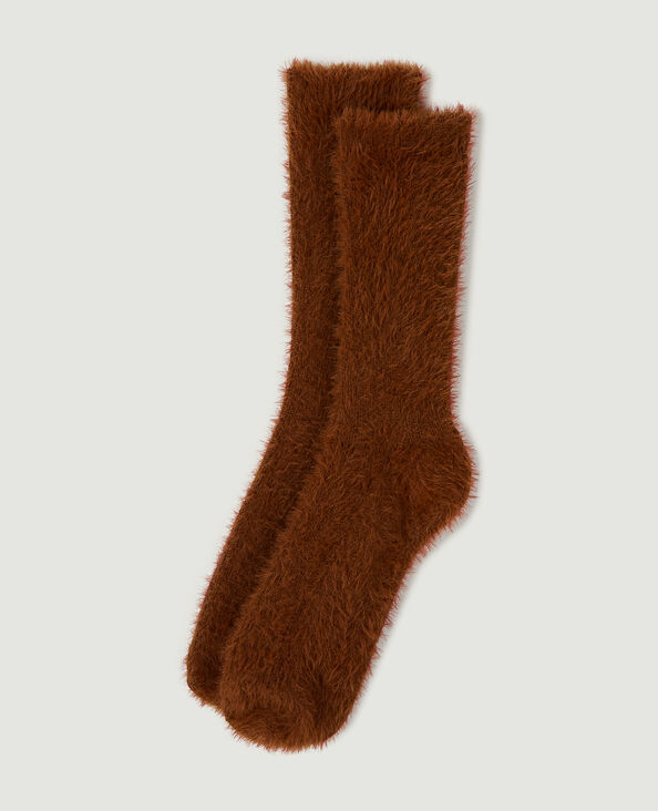 Paire de chaussettes en maille poilue et douce camel - Pimkie