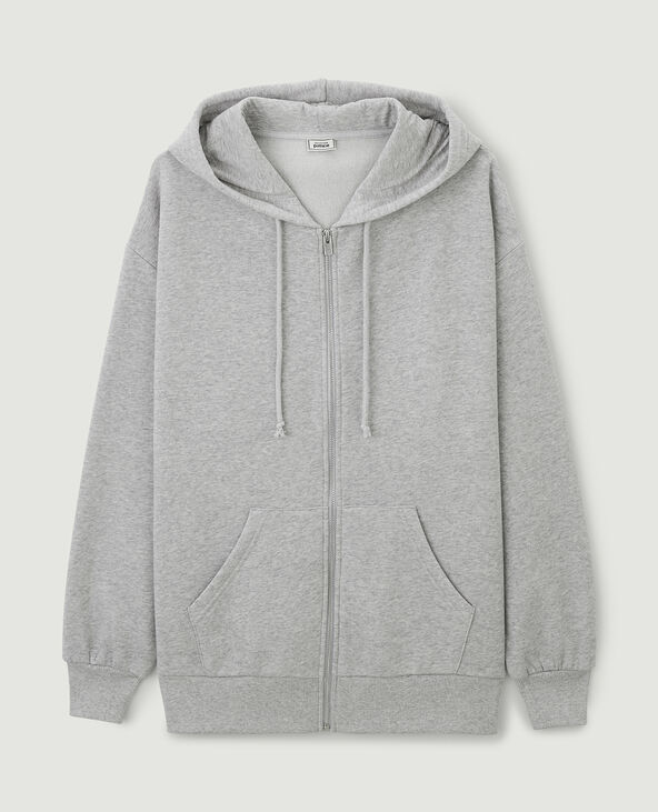 Sweat zippé oversize avec capuche gris chiné - Pimkie