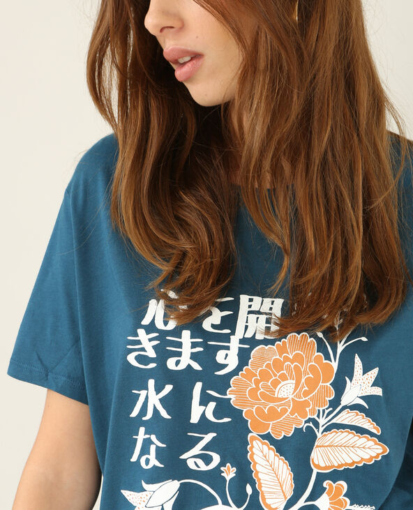 T-shirt à imprimés asiatiques bleu foncé - Pimkie