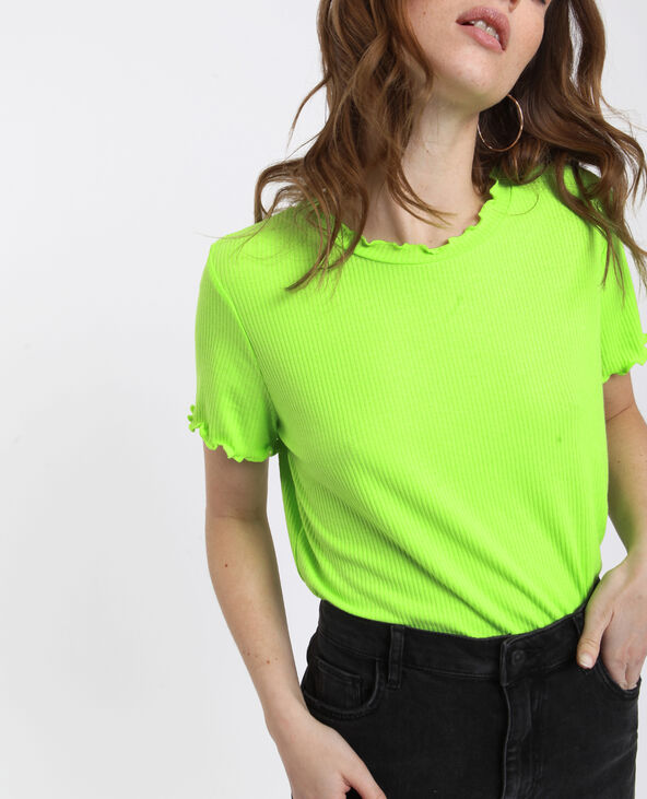 T-shirt côtelé vert fluo - Pimkie