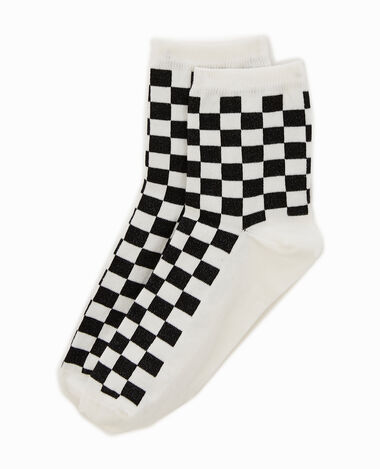 Paire de chaussettes motif damier blanc - Pimkie