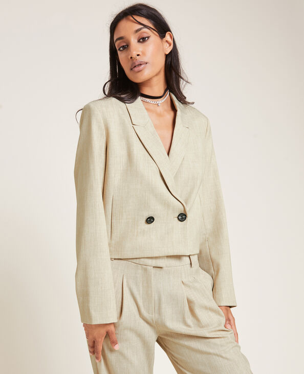 Veste blazer courte avec épaulettes beige - Pimkie
