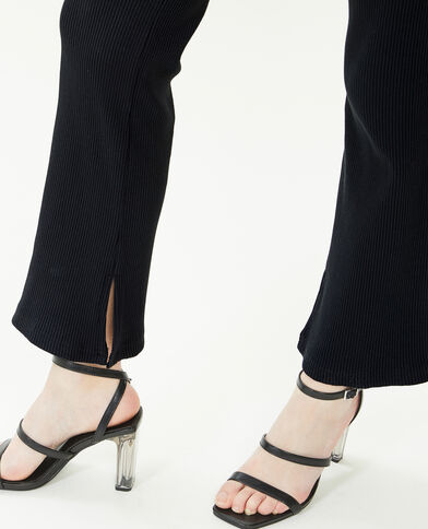 Pantalon flare en maille côtelée noir - Pimkie
