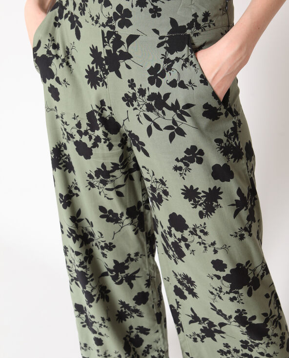 Pantalon large à fleurs vert de gris - Pimkie