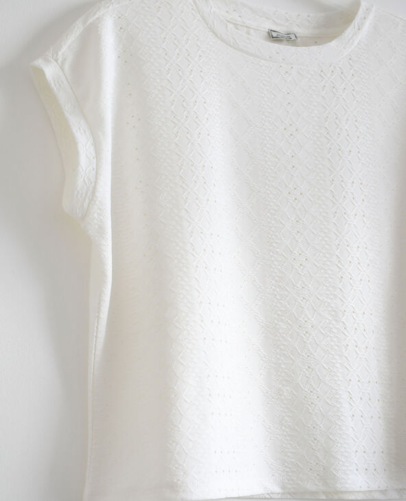 T-shirt à broderies blanc - Pimkie