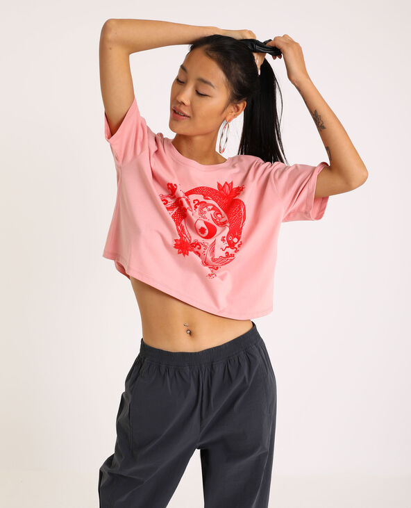 T-shirt cropped rose - Pimkie