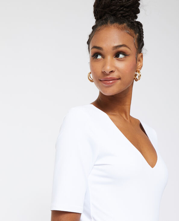 Top col V en maille blanc - Pimkie