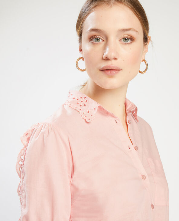 Chemisette à nouer broderie anglaise rose clair - Pimkie