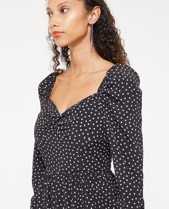 Robe midi encolure cœur avec fronces noir - Pimkie