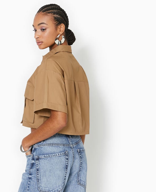 Chemise cropped avec poches plaquées taupe - Pimkie