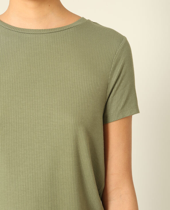T-shirt en maille côtelée vert de gris - Pimkie