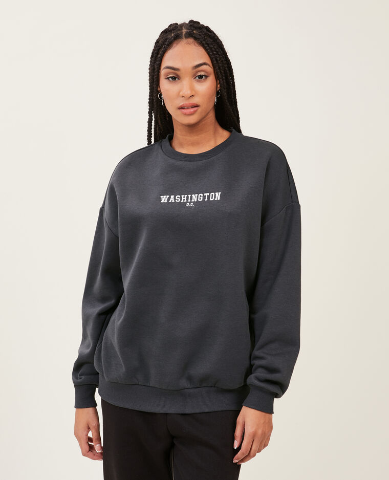 Sweat oversize col rond noir - Pimkie
