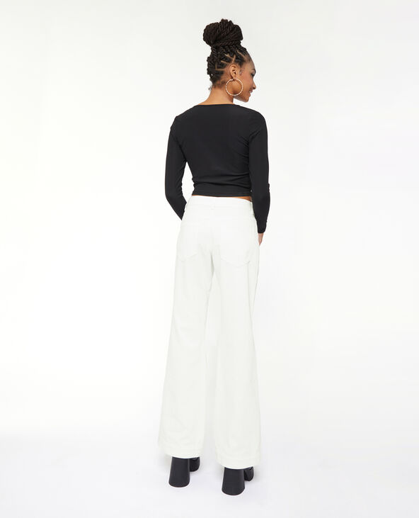 Jean flare taille haute boutons apparents blanc - Pimkie