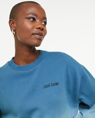 Sweat oversize dégradé et brodé bleu - Pimkie