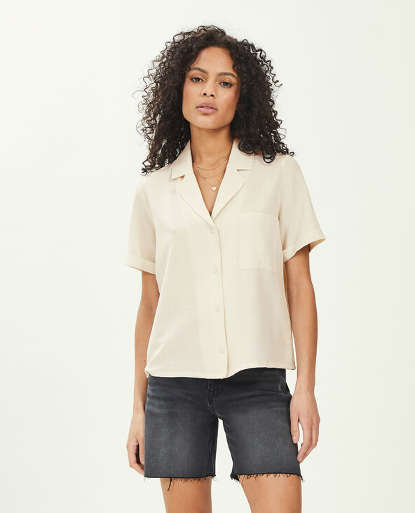 Chemise courte avec lin beige - Pimkie