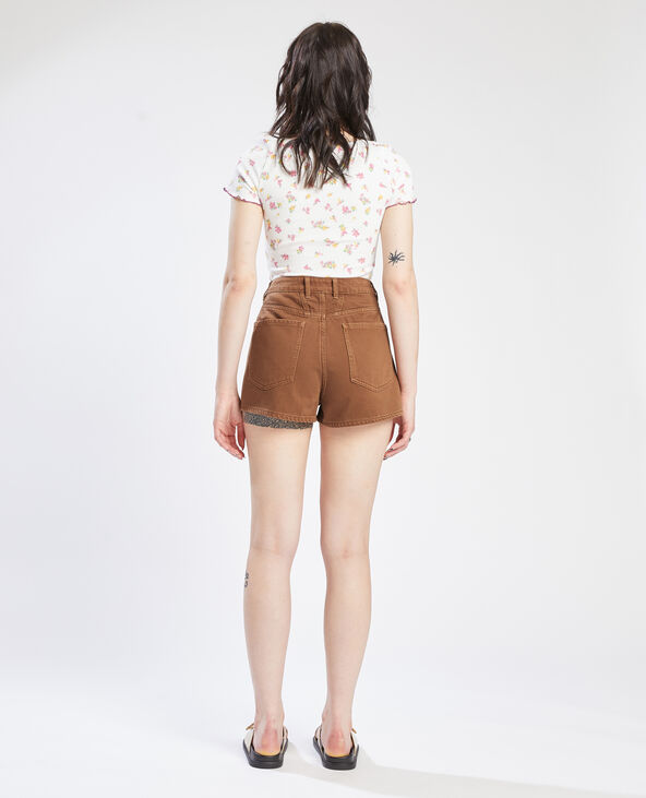 Short en jean taille haute marron - Pimkie