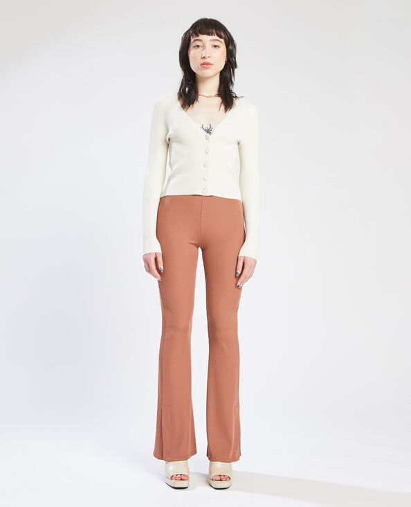 Gilet maille côtelée blanc cassé - Pimkie