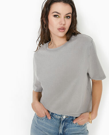 T-shirt oversize effet délavé gris - Pimkie
