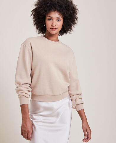 Sweat court col rond beige - Pimkie
