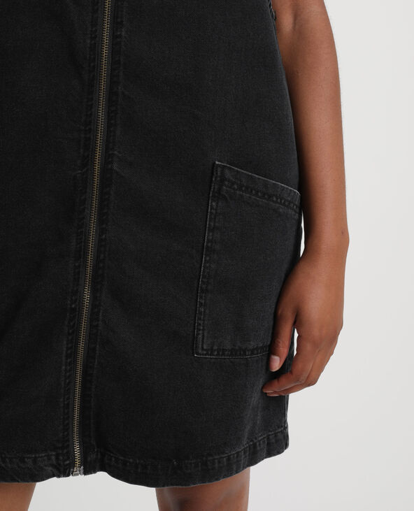 Robe chasuble en jean noir - Pimkie