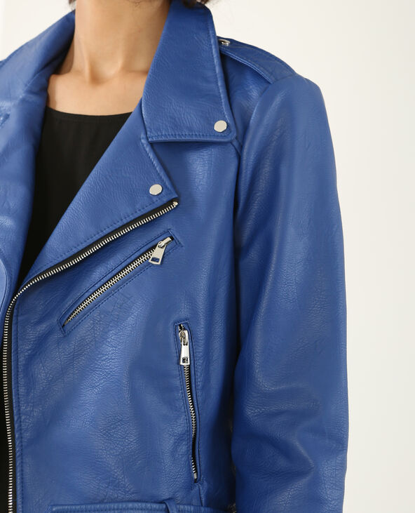 Veste en cuir shop femme bleu