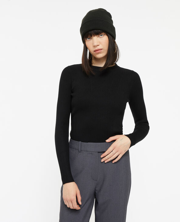 Pull en maille col rond noir - Pimkie