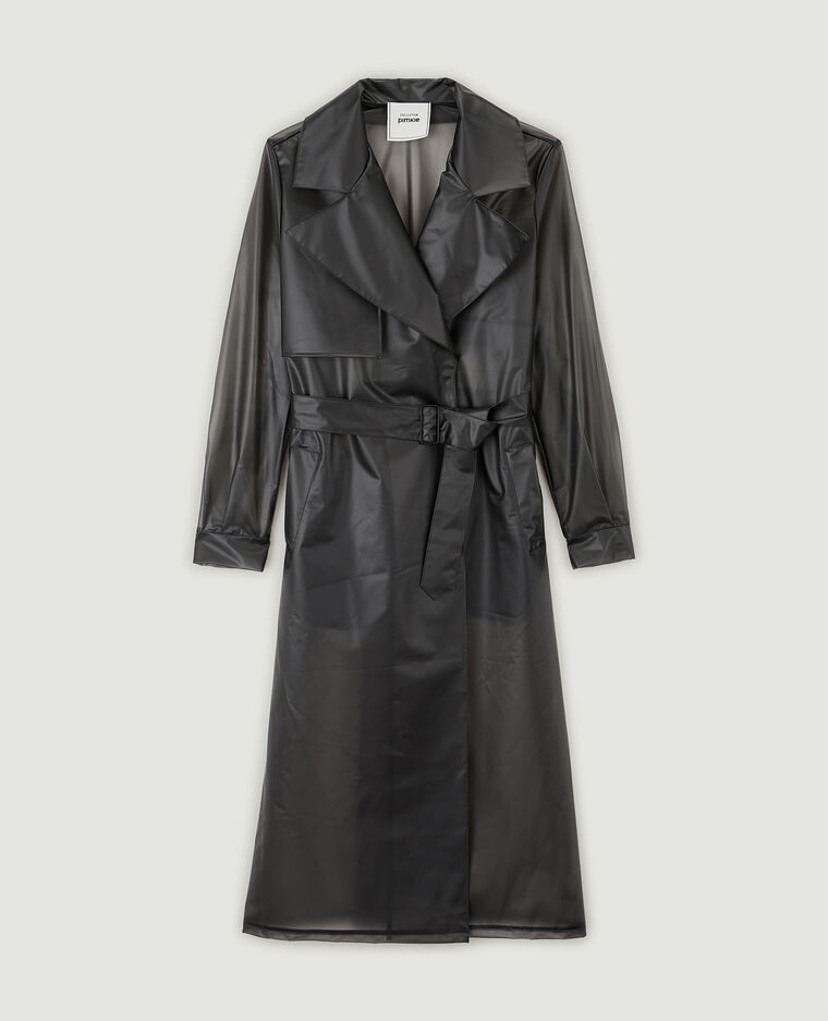 Trench long en plastique translucide noir - Pimkie