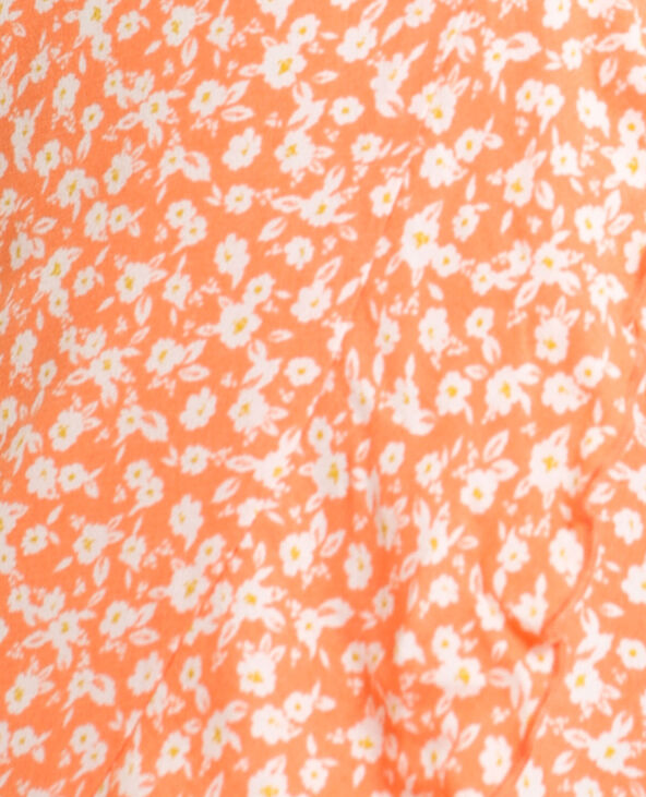 Robe portefeuille à fleurs orange - Pimkie