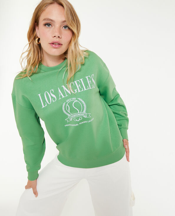 Sweat oversize brodé vert olive - Pimkie