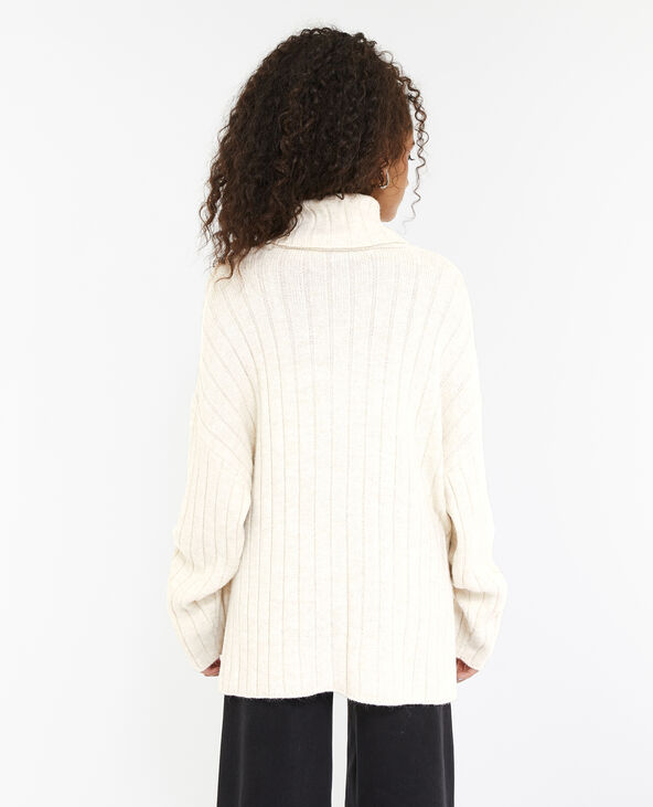 Pull oversize en maille côtes plates écru - Pimkie