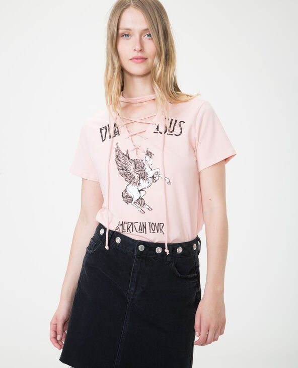 T-shirt col choker rose clair - Pimkie