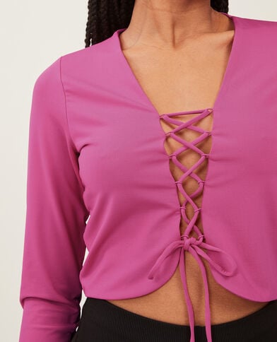 Top court avec laçage central rose fuchsia - Pimkie