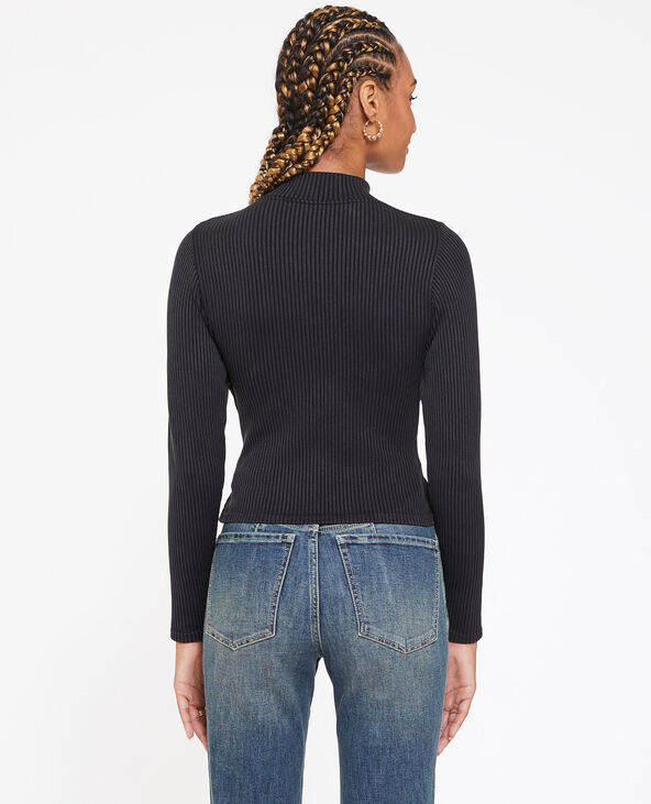 Top col zippé manches longues gris foncé - Pimkie