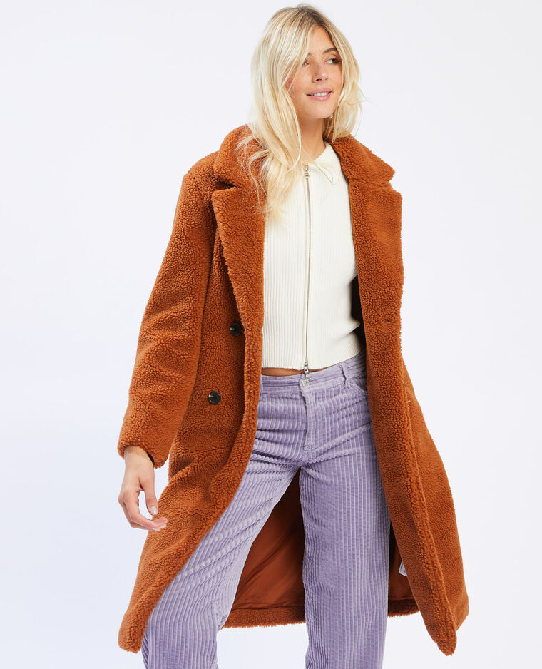 Manteau long sherpa beige - Pimkie
