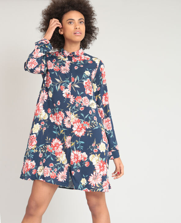 Robe chemise fleurie bleu - Pimkie