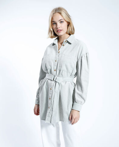 Surchemise en velours avec ceinture vert de gris - Pimkie