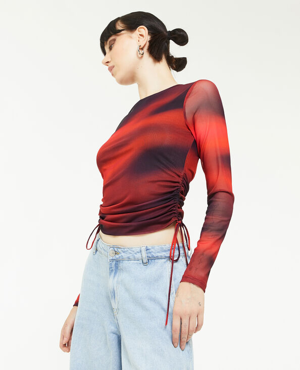 Top micro-mesh avec liens coulissants rouge - Pimkie