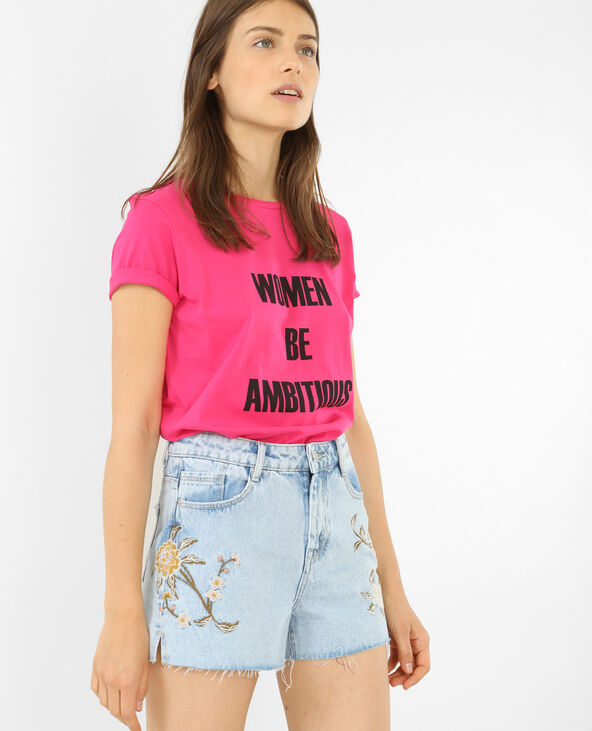 T-shirt à message rose fuchsia - Pimkie