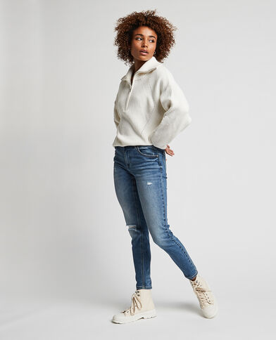 Jean skinny taille basse trashé bleu denim - Pimkie