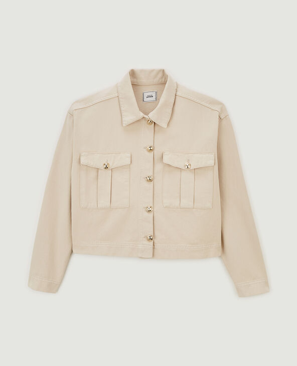 Veste courte avec boutons métalliques beige - Pimkie