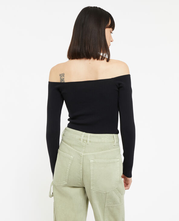 Pull encolure Bardot noir - Pimkie
