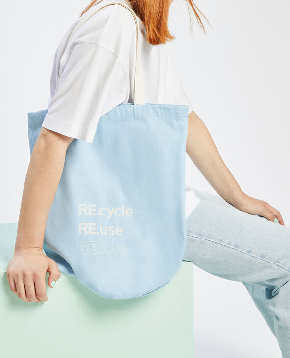 Grand tote bag 100% recyclé bleu clair - Pimkie